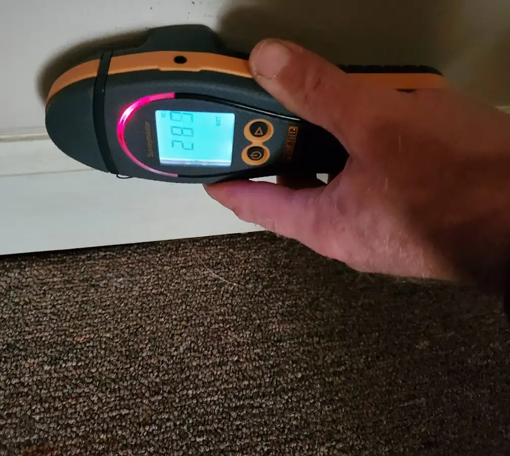 Moisture detection at baseboard during Mold Inspection & Testing in North Chicago